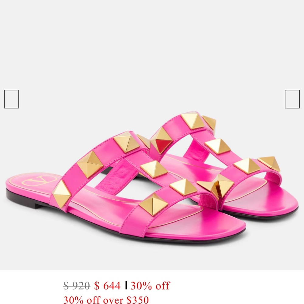 Valentino Pink and Gold Studded Sandals